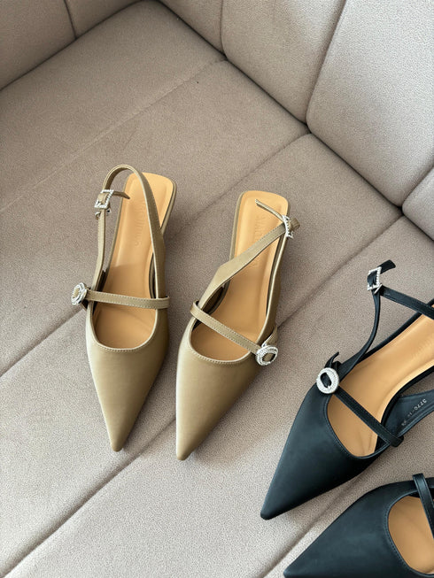 Women Slid On Kitten Heels